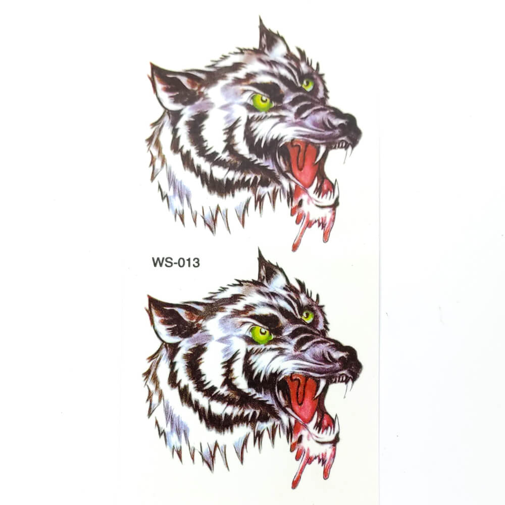 Об'ємне 3D тату WS-013 Вовки 6*12см детальне фото