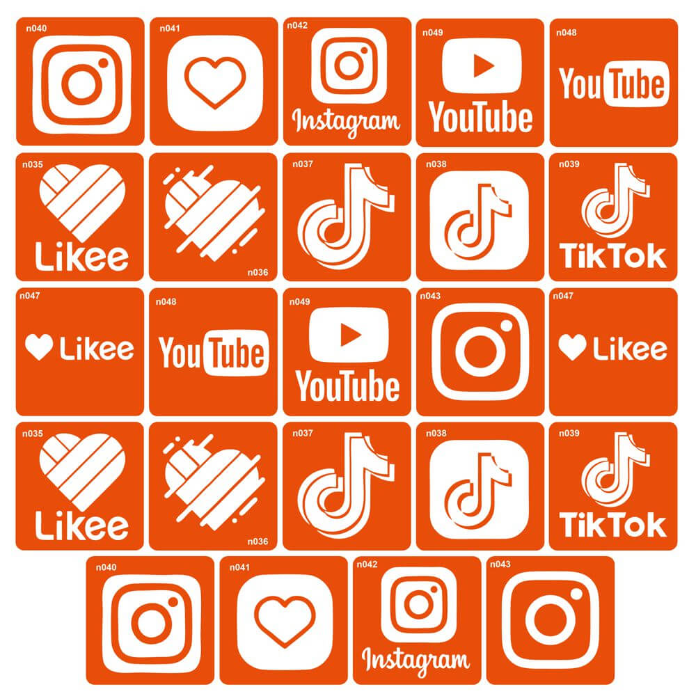 Соціальні - 24 трафарети TikTok, Instagram, YouTybe детальне фото
